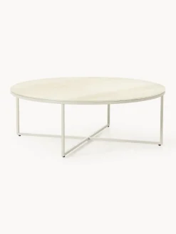 Mesa de centro redonda grande con tablero de vidrio en aspecto mármol Antigua