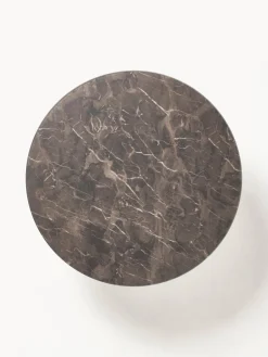 Mesa de centro redonda grande Antigua, tablero de vidrio en aspecto mármol