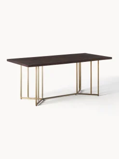 Mesa de comedor de madera de mango con diseño espiga Luca, tamaños diferentes