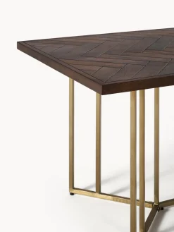 Mesa de comedor de madera de mango con diseño espiga Luca, tamaños diferentes