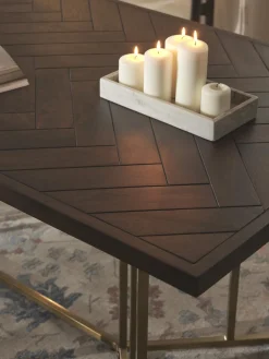 Mesa de comedor de madera de mango con diseño espiga Luca, tamaños diferentes