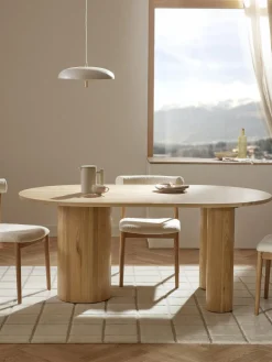 Mesa de comedor ovalada de madera de roble Dunia, tamaños diferentes