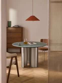 Mesa de comedor redonda con tablero de mármol Noam