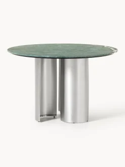 Mesa de comedor redonda con tablero de mármol Noam