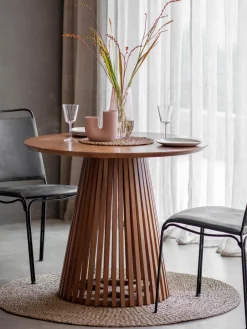 Mesa de comedor redonda de madera Brookland, Ø 90 cm