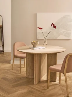 Mesa de comedor redonda de madera de roble Jolka, tamaños diferentes