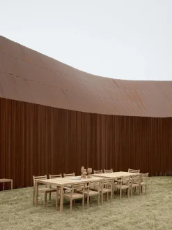 Mesa de jardín de madera de teca AH901, 203 x 100 cm