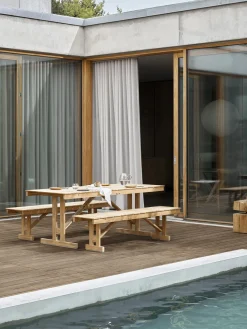 Mesa de jardín plegable de madera de teca BM1771, 195 x78 cm