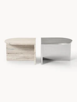 Mesas de centro ovaladas de metal y mármol Leander, 2 uds.