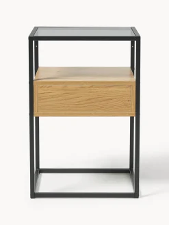 Mesita de noche con tablero de vidrio Randolf