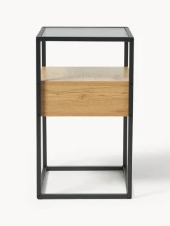 Mesita de noche con tablero de vidrio Randolf