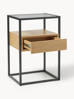 Mesita de noche con tablero de vidrio Randolf