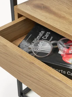 Mesita de noche con tablero de vidrio Randolf