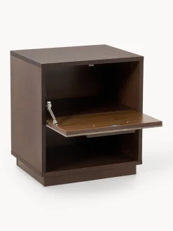 Mesita de noche de madera con frente tapizado Wisp