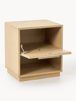 Mesita de noche de madera con frente tapizado Wisp