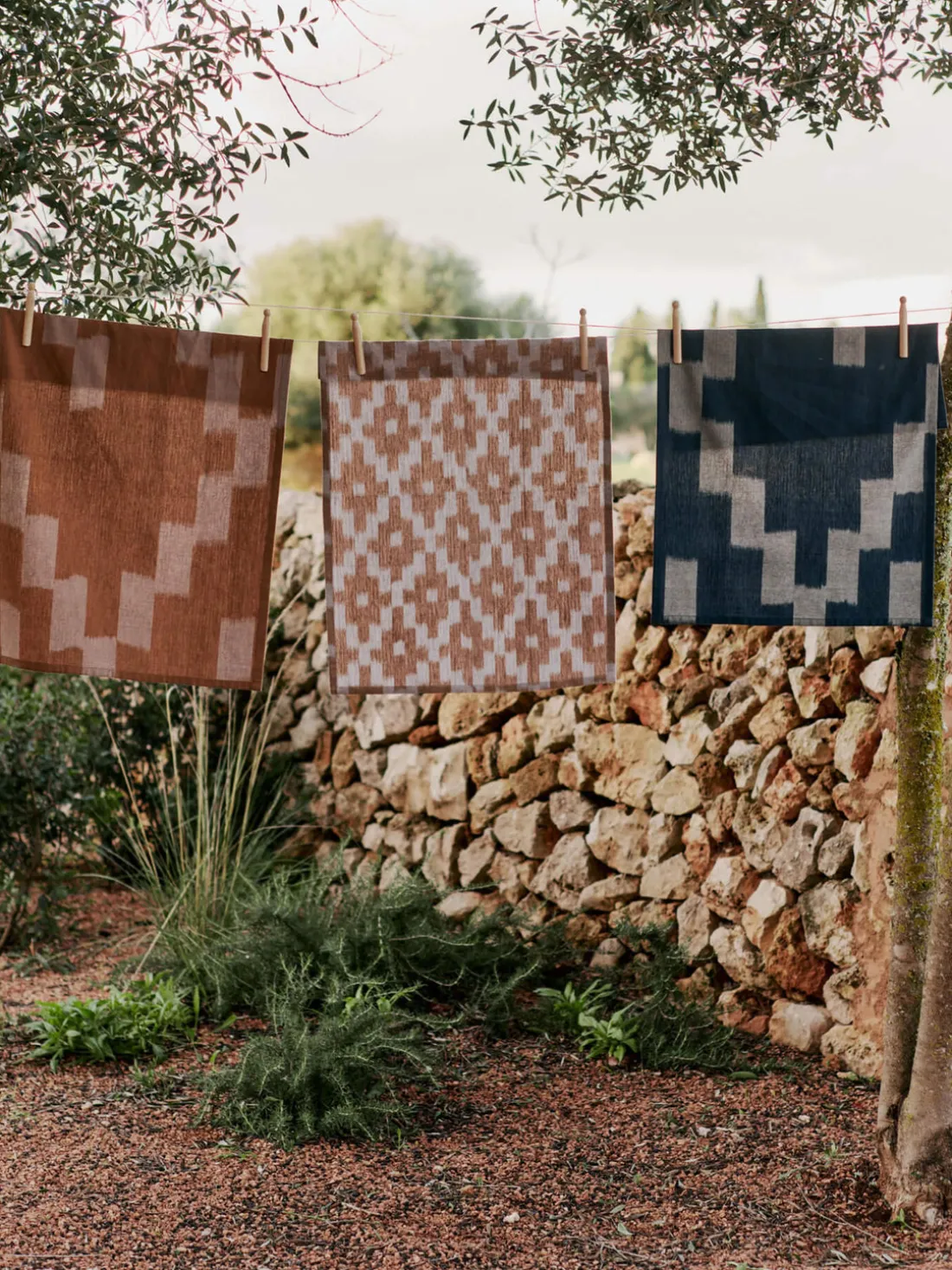 Paño de cocina de algodón artesanal Ikat