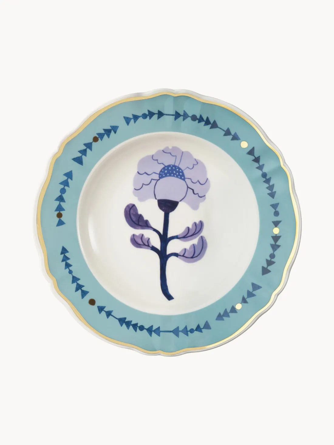 Plato hondo artesanal de porcelana Peony