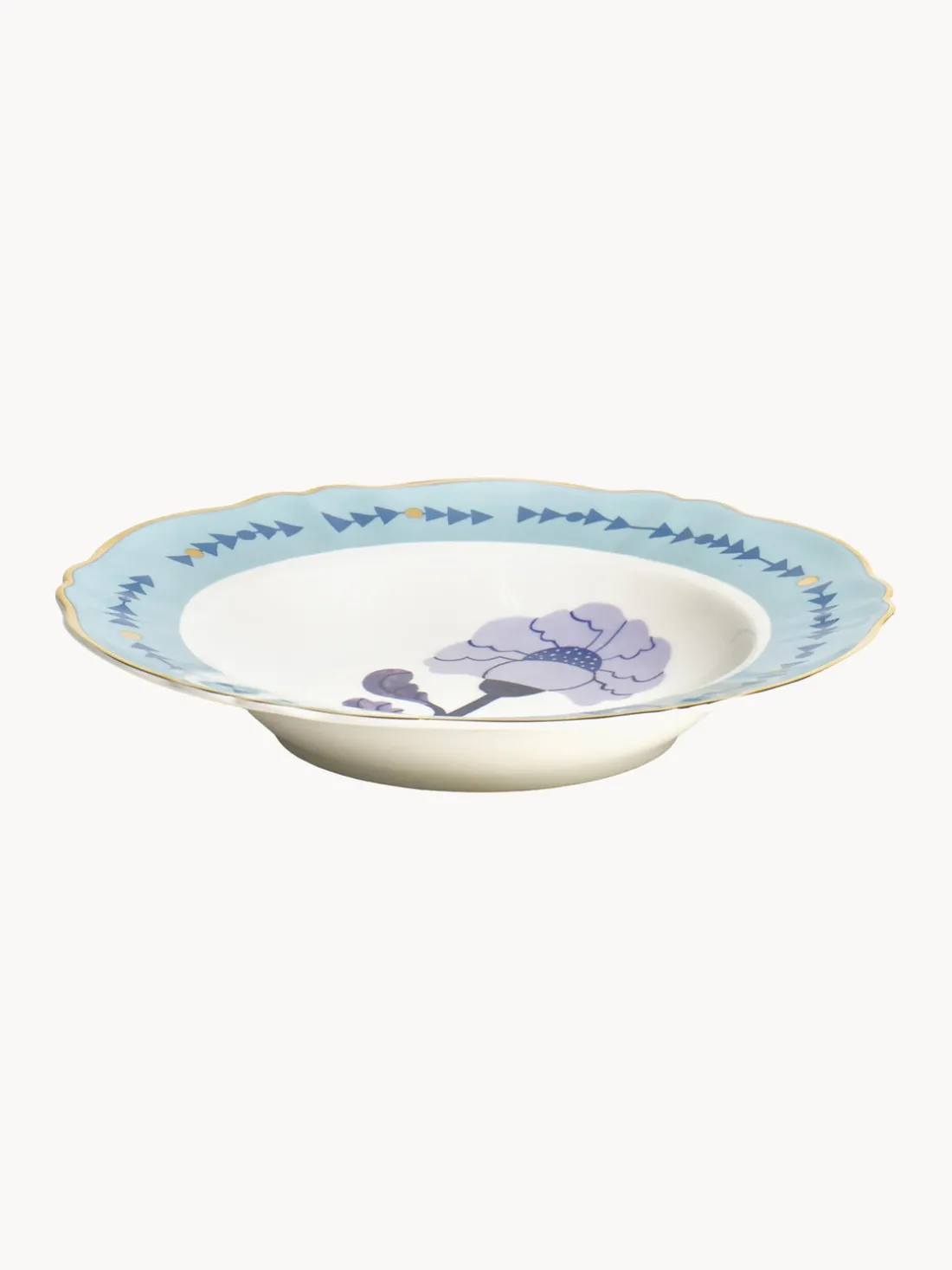 Plato hondo artesanal de porcelana Peony