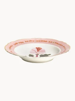 Plato hondo artesanal de porcelana Rose