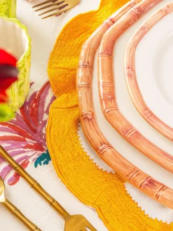 Plato llano pintado a mano Bamboo