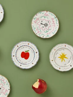 Plato postre artesanal de porcelana Star