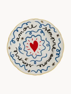 Plato postre artesanal de porcelana Heart