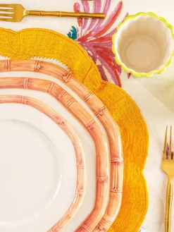 Plato postre pintado a mano Bamboo