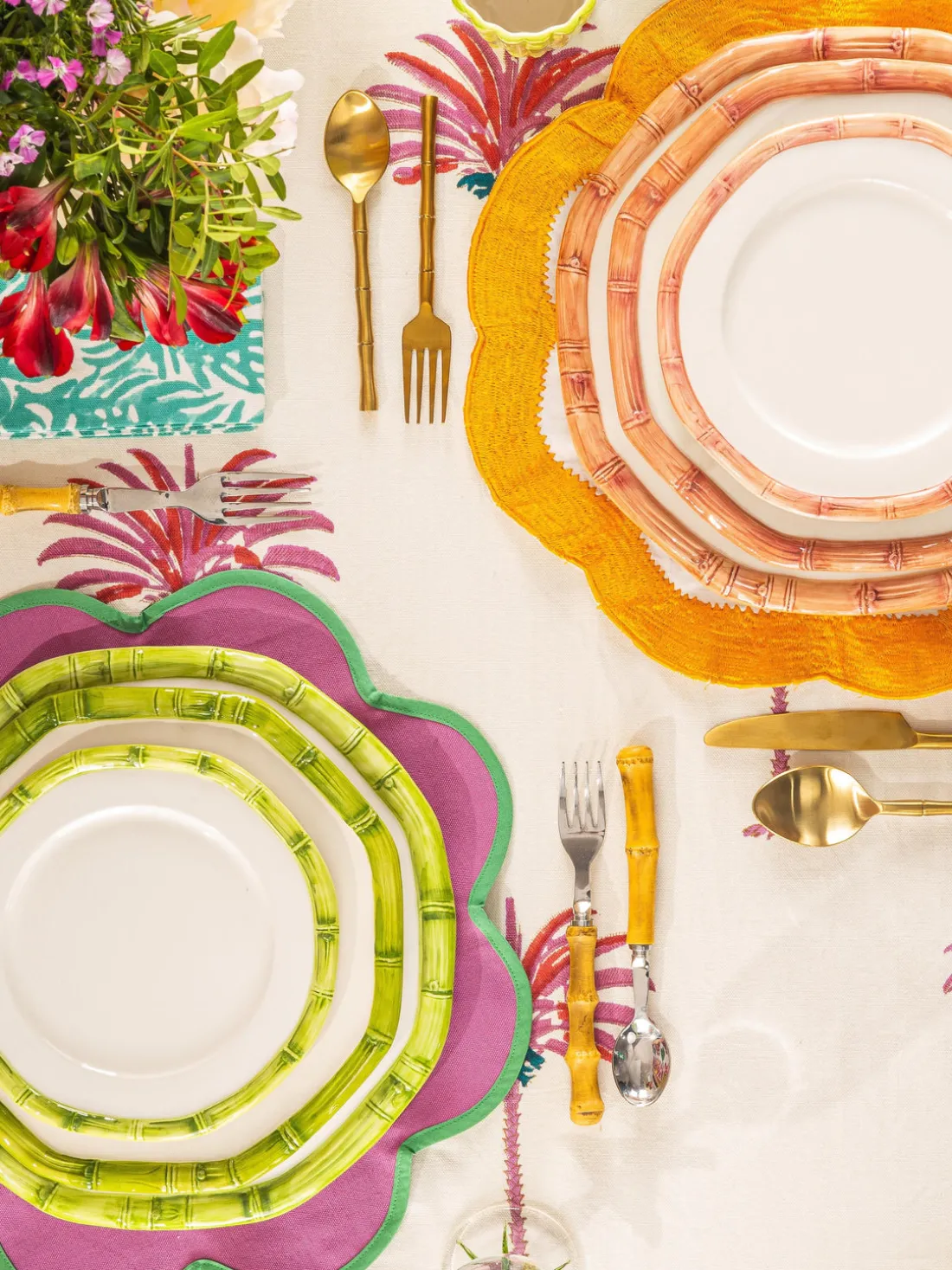 Plato postre pintado a mano Bamboo