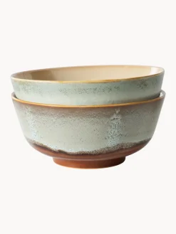 Platos hondos artesanales con esmalte reactivo 70's, 2 uds.