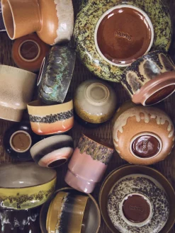 Platos hondos artesanales con esmalte reactivo 70's, 2 uds.