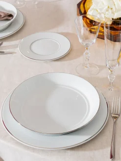 Platos hondos de porcelana con borde platino pintado a mano Vitruv, 2 uds.