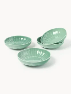 Platos hondos de porcelana con relieves Sali, 4 uds.