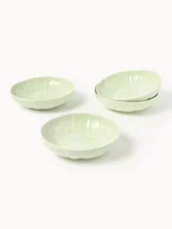 Platos hondos de porcelana con relieves Sali, 4 uds.