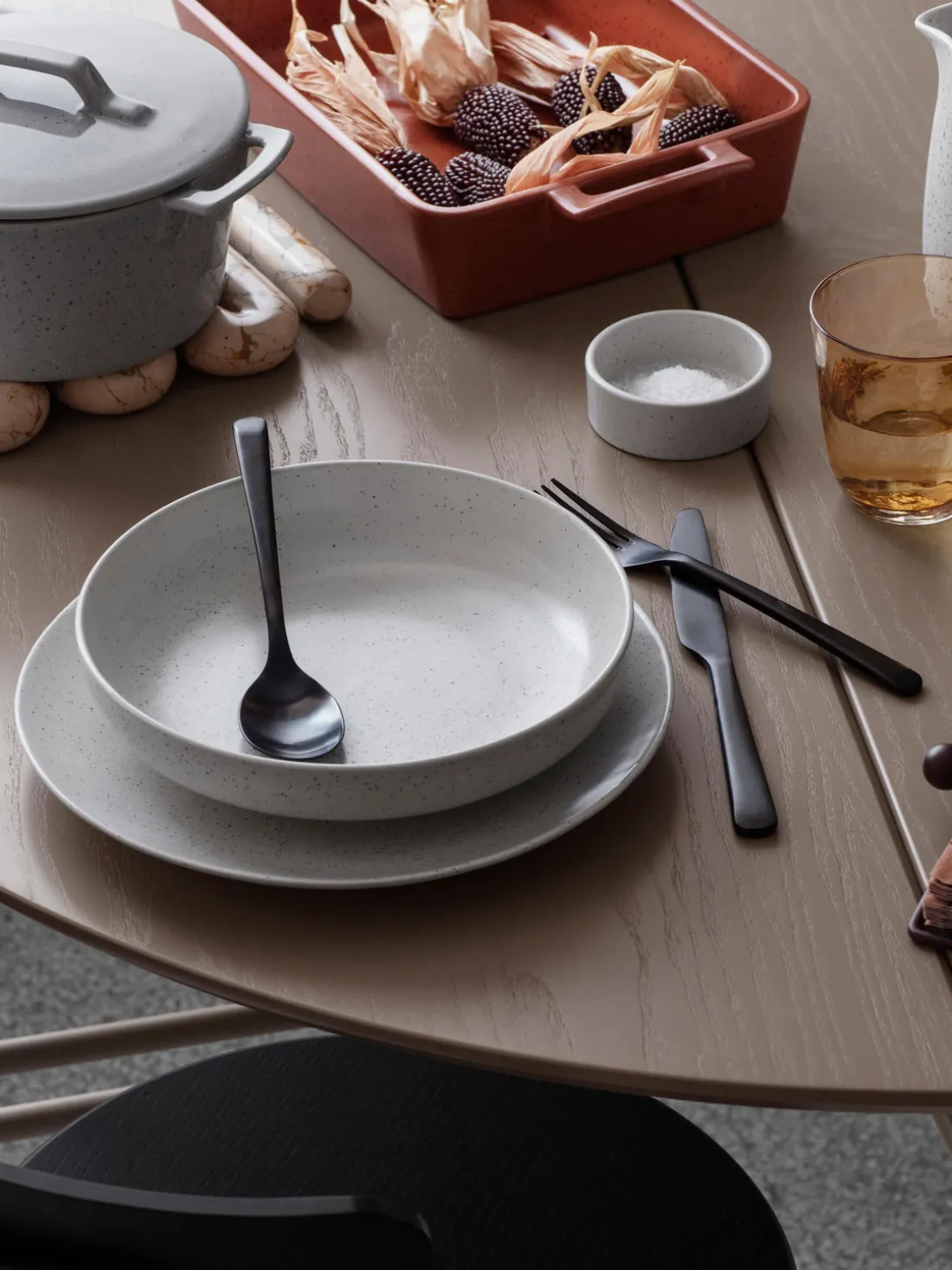 Platos llanos artesanales Nordic Vanilla, 4 uds.