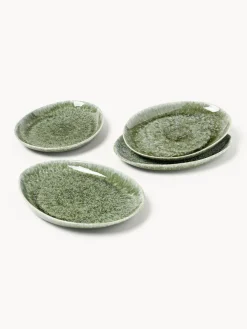 Platos llanos artesanales de forma orgánica Macey, 4 uds.