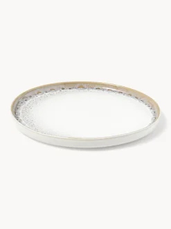 Platos llanos artesanales con esmalte reactivo Danza, 4 uds.