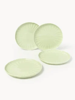 Platos llanos de porcelana con relieves Sali, 4 uds.