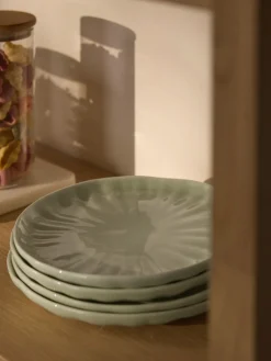 Platos llanos de porcelana con relieves Sali, 4 uds.