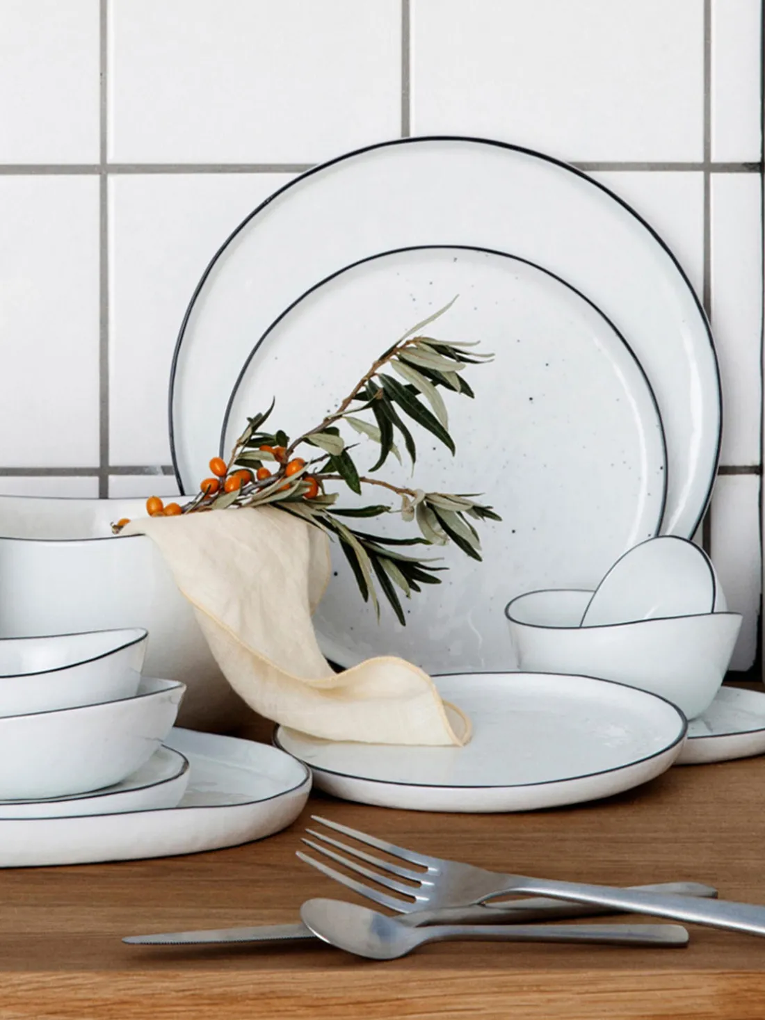 Platos postre artesanales de porcelana Salt, 4 uds.