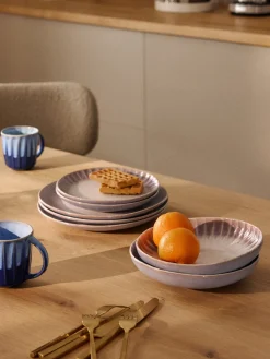 Platos postre artesanales con esmalte reactivo Vinci, 4 uds.