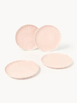 Platos postre de porcelana con relieves Sali, 4 uds.