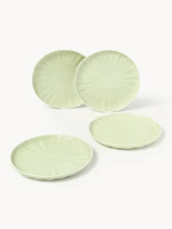 Platos postre de porcelana con relieves Sali, 4 uds.