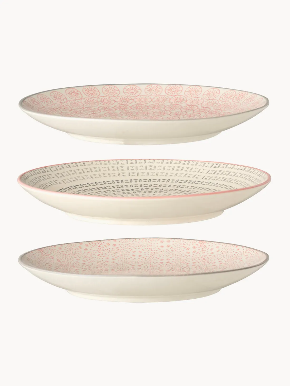 Platos postre pintados a mano con estampado divertido Cécile, 3 uds.