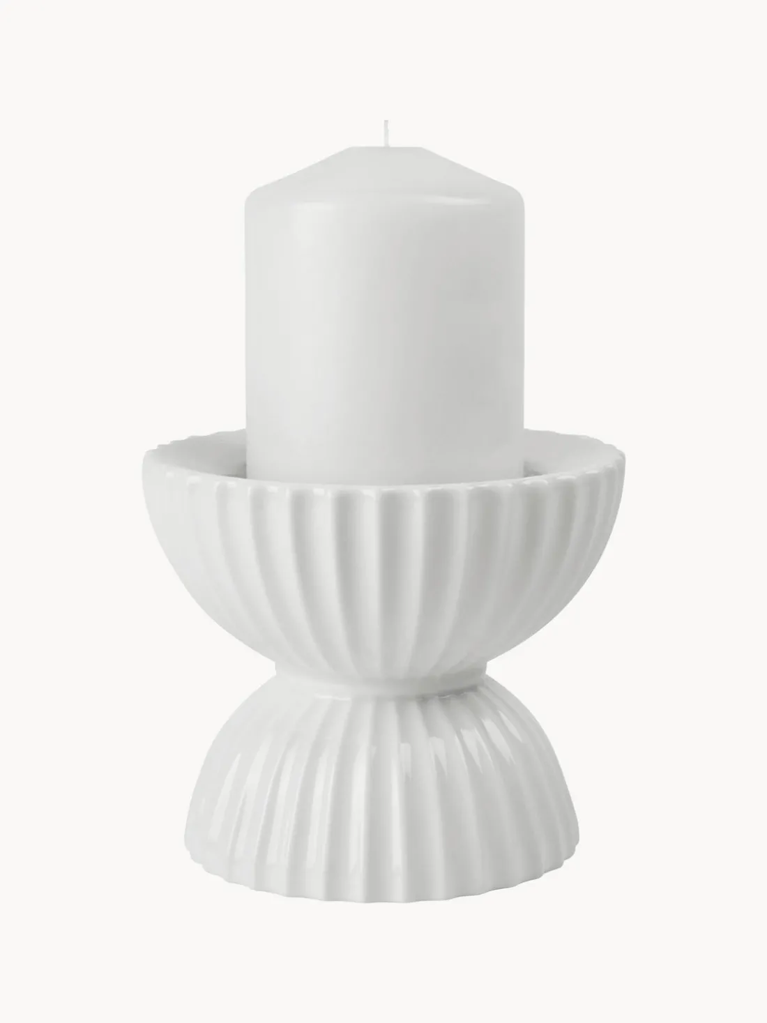 Portavelas de porcelana con relieves Tura