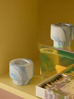 Portavelas en look mármol Kiko, 2 uds.