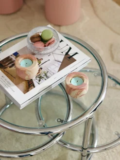 Portavelas en look mármol Kiko, 2 uds.