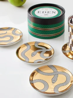 Posavasos de porcelana Eden con oro, 4 uds.