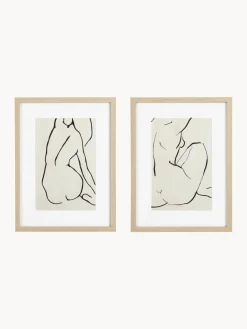 Pósters con marcos de madera Refined, 2 uds.
