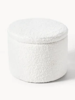 Puf de borreguillo con espacio de almacenamiento Alida