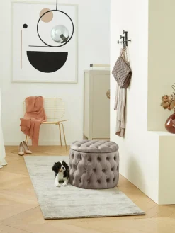 Puf de terciopelo Chiara, con espacio de almacenamiento